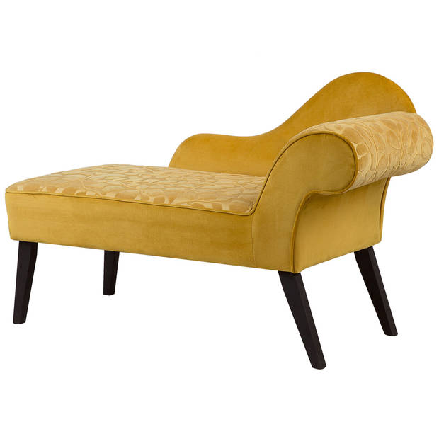 Beliani BIARRITZ - Chaise longue-Geel-Fluweel