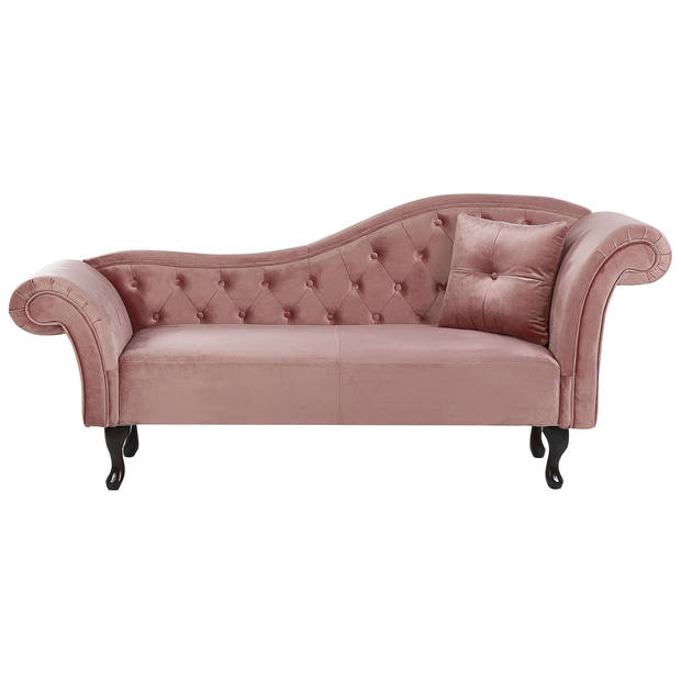 Beliani LATTES - Chaise longue-Roze-Fluweel