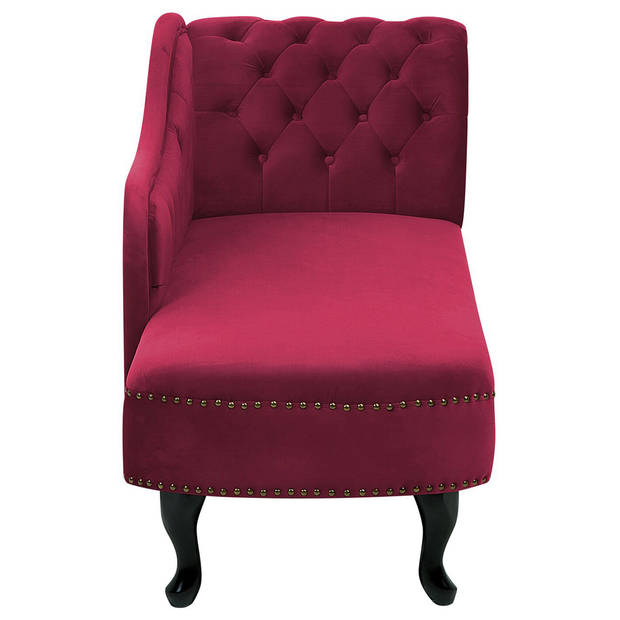 Beliani NIMES - Chaise longue-Rood-Fluweel