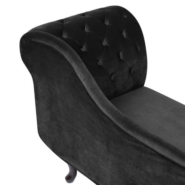 Beliani NIMES - Chaise longue-Zwart-Fluweel