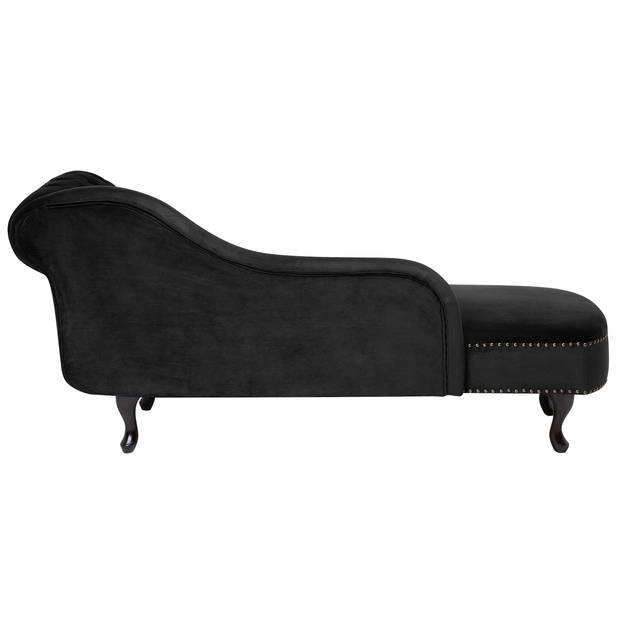 Beliani NIMES - Chaise longue-Zwart-Fluweel