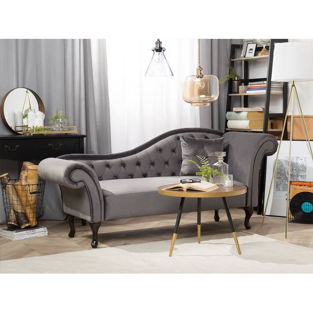 Beliani LATTES - Chaise longue-Grijs-Fluweel