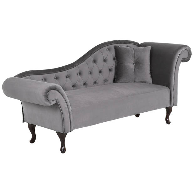 Beliani LATTES - Chaise longue-Grijs-Fluweel