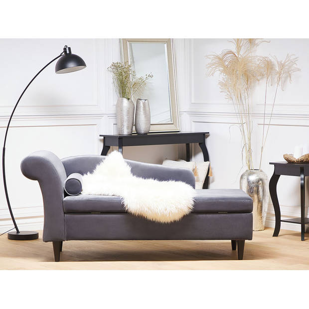 Beliani LUIRO - Chaise longue-Grijs-Fluweel