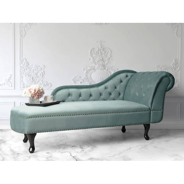 Beliani NIMES - Chaise longue-Groen-Fluweel