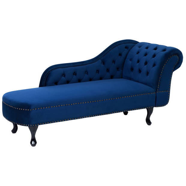 Beliani NIMES - Chaise longue-Blauw-Fluweel