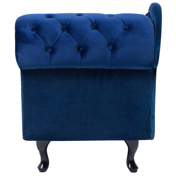 Beliani NIMES - Chaise longue-Blauw-Fluweel