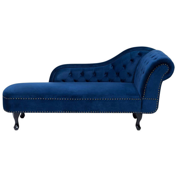 Beliani NIMES - Chaise longue-Blauw-Fluweel