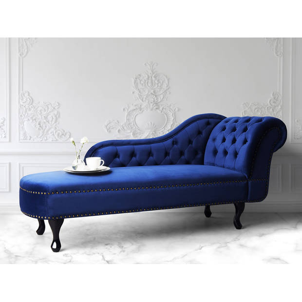 Beliani NIMES - Chaise longue-Blauw-Fluweel