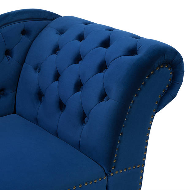 Beliani NIMES - Chaise longue-Blauw-Fluweel