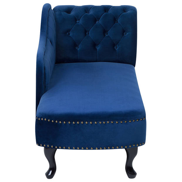 Beliani NIMES - Chaise longue-Blauw-Fluweel