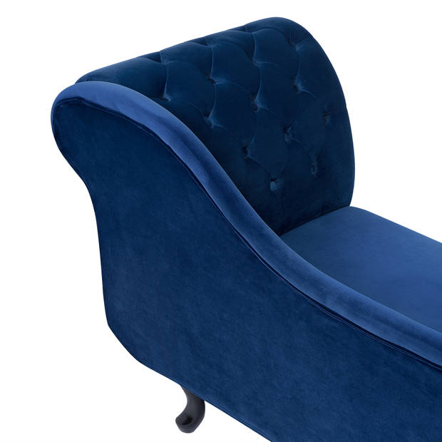 Beliani NIMES - Chaise longue-Blauw-Fluweel