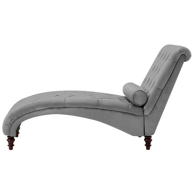 Beliani MURET - Chaise longue-Grijs-Fluweel