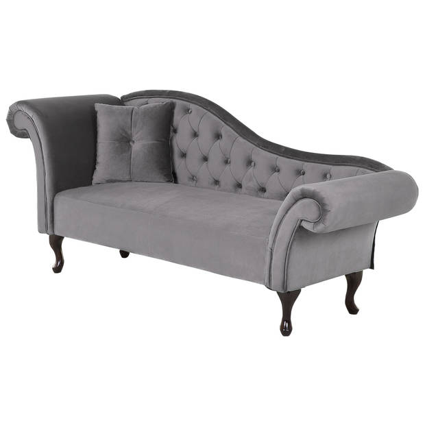 Beliani LATTES - Chaise longue-Grijs-Fluweel