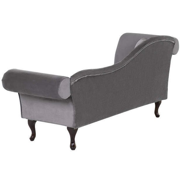 Beliani LATTES - Chaise longue-Grijs-Fluweel