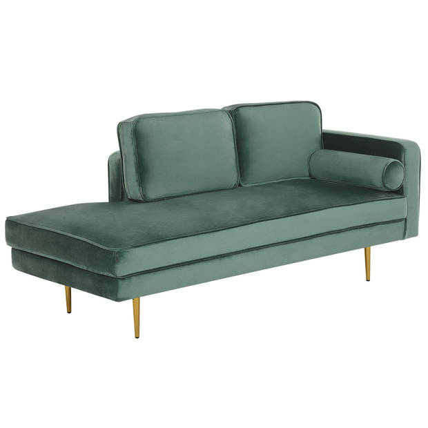 Beliani MIRAMAS - Chaise longue-Groen-Fluweel