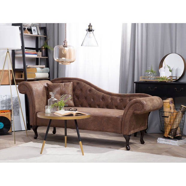 Beliani LATTES - Chaise longue-Bruin-Kunstsuède