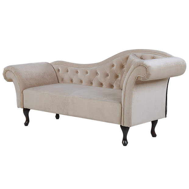 Beliani LATTES - Chaise longue-Beige-Fluweel