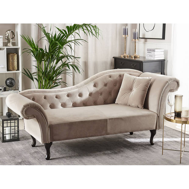 Beliani LATTES - Chaise longue-Beige-Fluweel