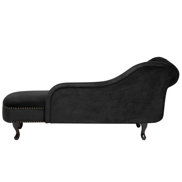 Beliani NIMES - Chaise longue-Zwart-Fluweel