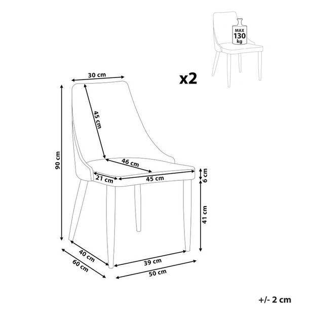 Beliani CAMINO - Eetkamerstoel-Grijs-Polyester