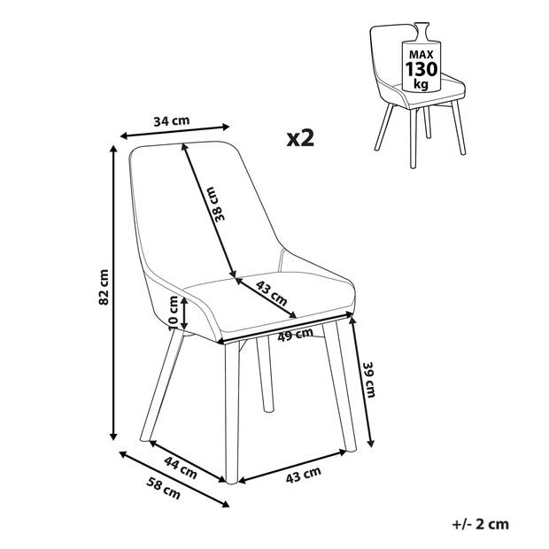 Beliani MELFORT - Eetkamerstoel-Grijs-Polyester