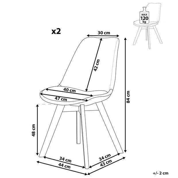 Beliani DAKOTA II - Eetkamerstoel-Grijs-Synthetisch materiaal