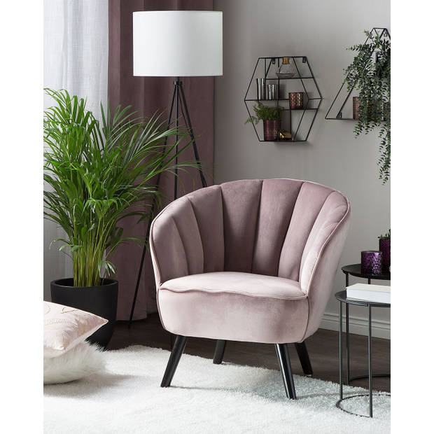 Beliani DALA - Fauteuil-Roze-Fluweel