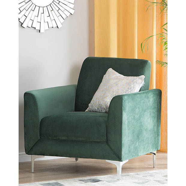 Beliani FENES - Fauteuil-Groen-Fluweel