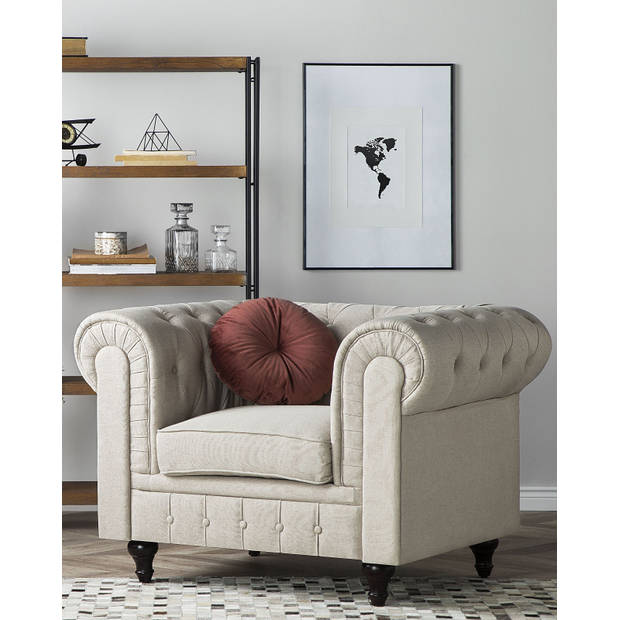 Beliani CHESTERFIELD - Fauteuil-Beige-Polyester