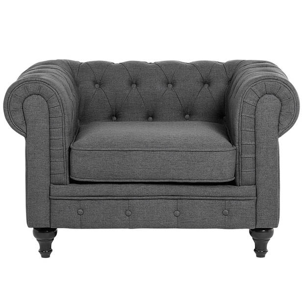 Beliani CHESTERFIELD - Fauteuil-Grijs-Polyester