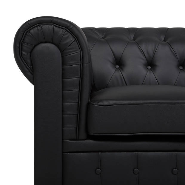 Beliani CHESTERFIELD - Fauteuil-Zwart-Kunstleer