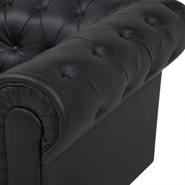 Beliani CHESTERFIELD - Fauteuil-Zwart-Kunstleer