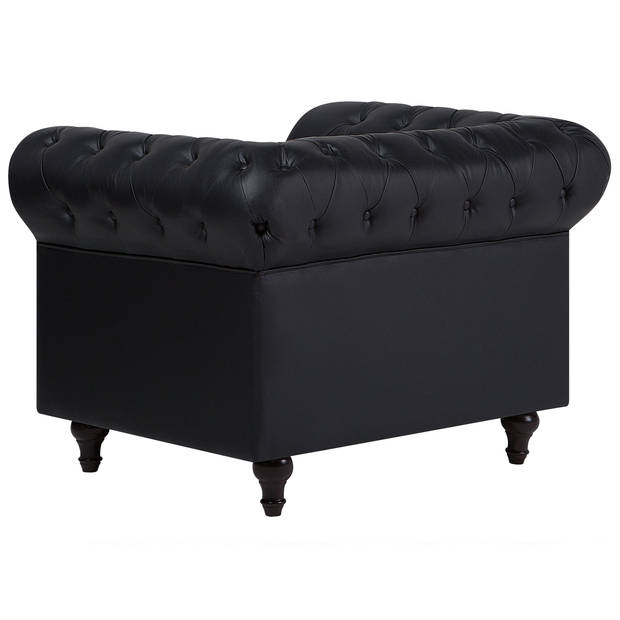 Beliani CHESTERFIELD - Fauteuil-Zwart-Kunstleer