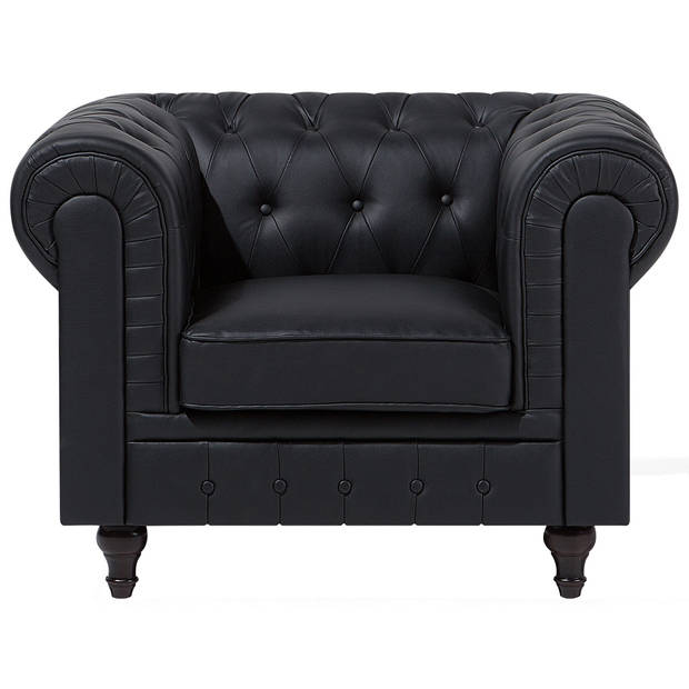 Beliani CHESTERFIELD - Fauteuil-Zwart-Kunstleer