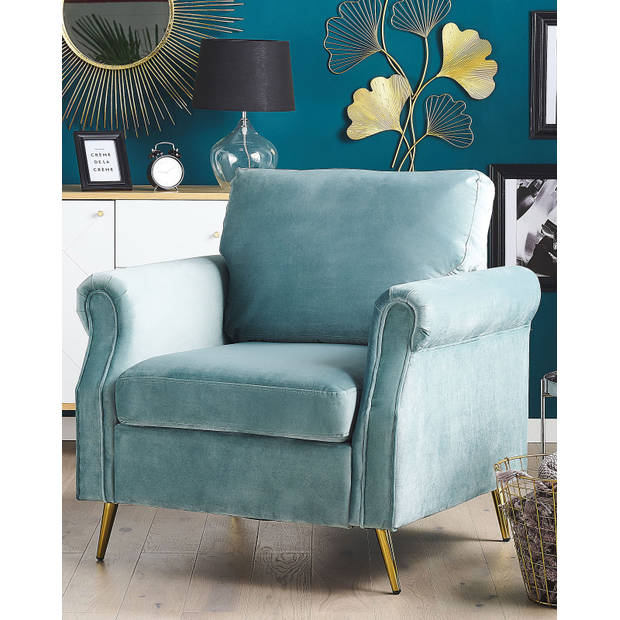 Beliani VIETAS - Fauteuil-Groen-Fluweel