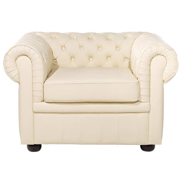 Beliani CHESTERFIELD - Fauteuil-Beige-Leer