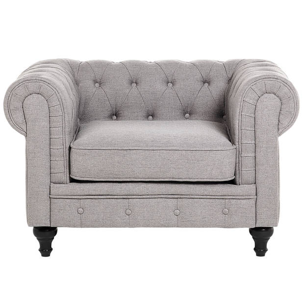 Beliani CHESTERFIELD - Fauteuil-Grijs-Polyester