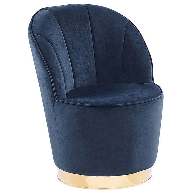 Beliani ALBY - Fauteuil-Blauw-Fluweel