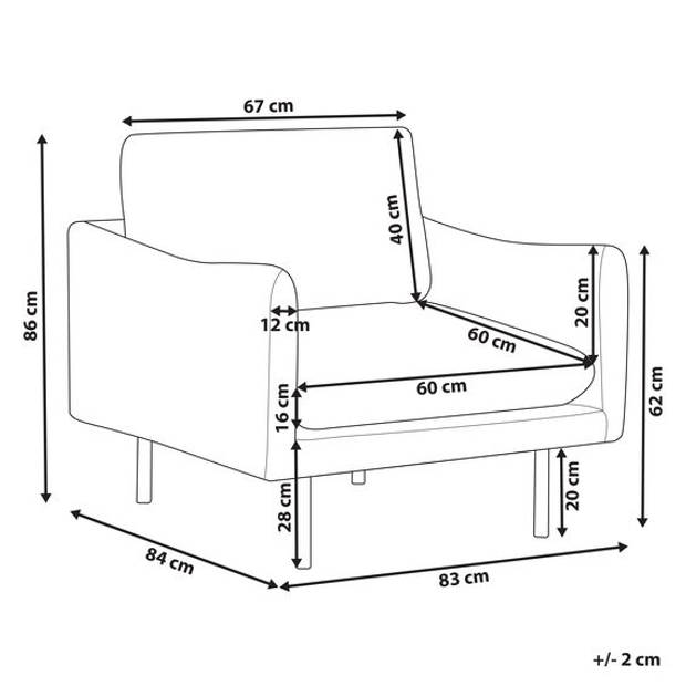 Beliani VINTERBRO - Fauteuil-Grijs-Fluweel