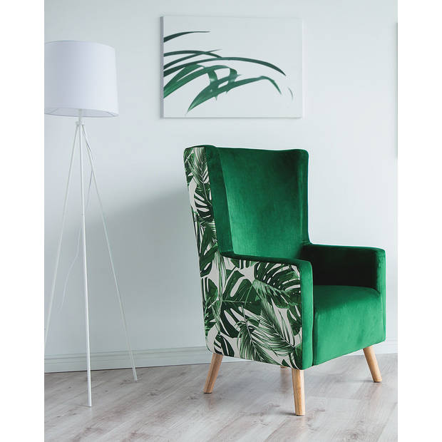 Beliani ONEIDA - Oorfauteuil-Groen-Fluweel