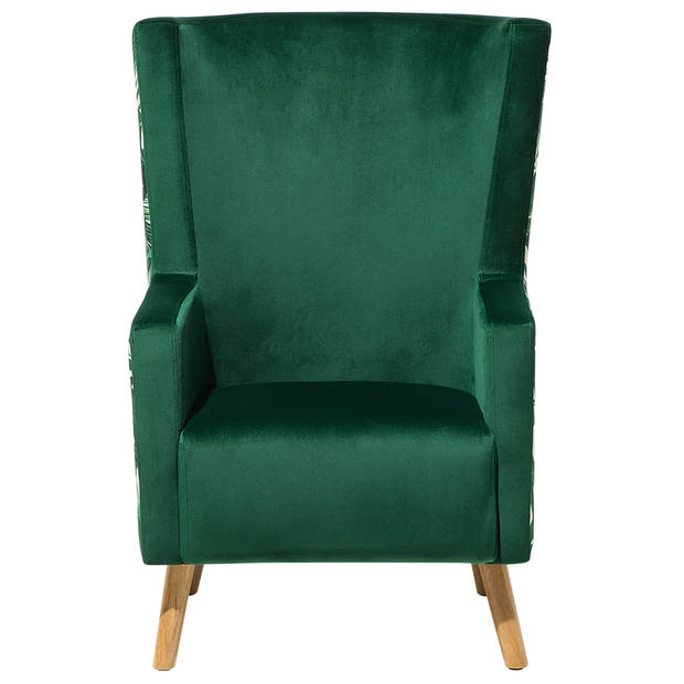 Beliani ONEIDA - Oorfauteuil-Groen-Fluweel