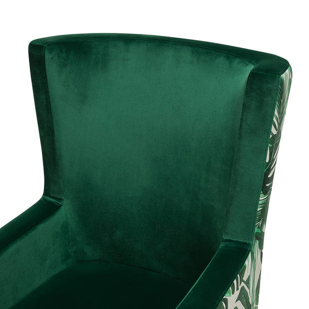 Beliani ONEIDA - Oorfauteuil-Groen-Fluweel