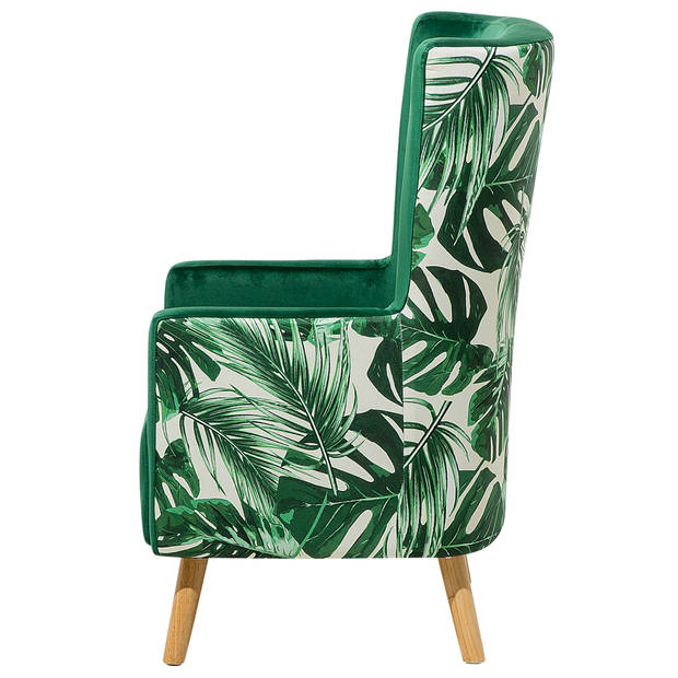 Beliani ONEIDA - Oorfauteuil-Groen-Fluweel