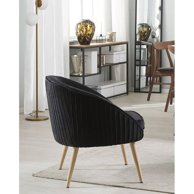 Beliani TROMSO - Fauteuil-Zwart-Fluweel