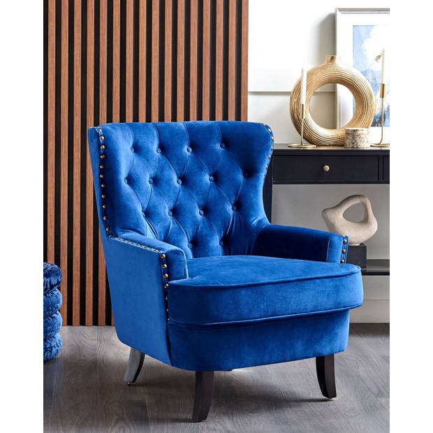 Beliani VIBORG II - Fauteuil-Blauw-Fluweel