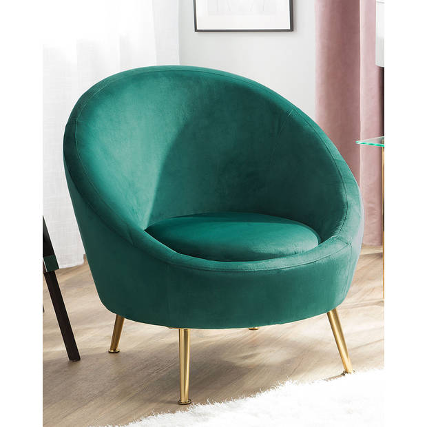 Beliani LANGA - Fauteuil-Groen-Fluweel