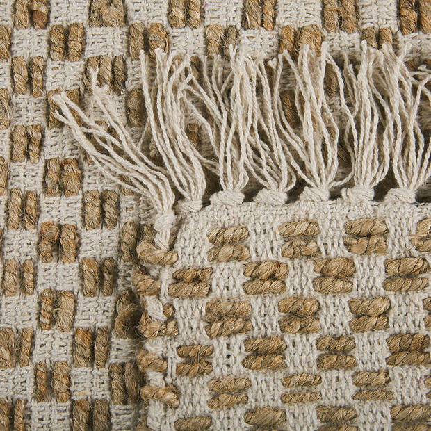 Beliani ZERDALI - Laagpolig-Beige-Katoen, Jute