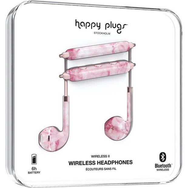 Happy Plugs wireless II Draadloze In-Ear Bluetooth Oordopjes met Premium Geluid, earbuds, Pink Marble