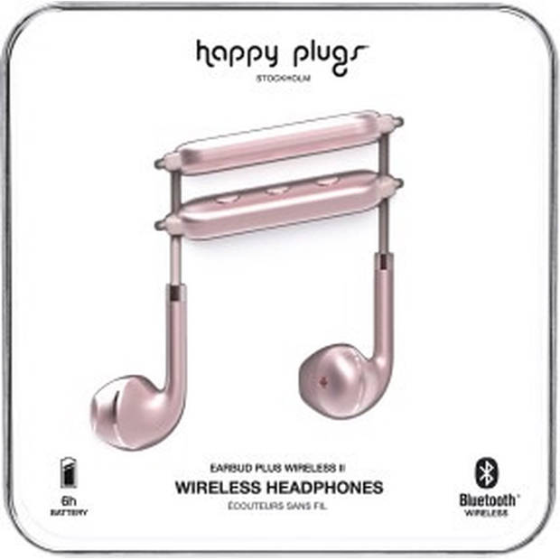Happy Plugs wireless II Draadloze In-Ear Bluetooth Oordopjes met Premium Geluid, earbuds, Pink Gold